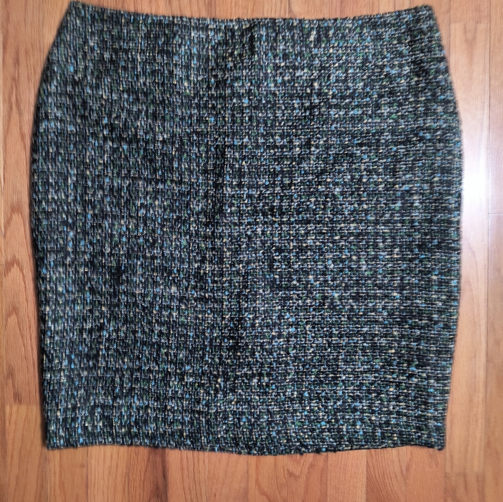 NWT Liz Claiborne Pencil Skirt,Tweed/Wool, Women's Plus 18, Green/Black/Tan